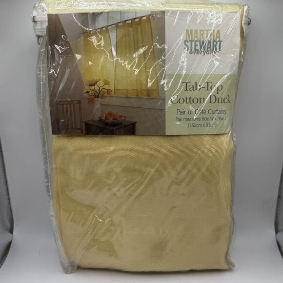 Vintage Martha‎ Stewart Everyday Cafe Curtains Cotton Duck Tab Top 60"x36" NEW - Picture 1 of 6